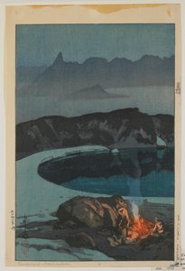 Kemping w Washiha, z serii Dwanaście scen w Alpach Japońskich, epoka Taisho autorstwa Hiroshi Yoshida
