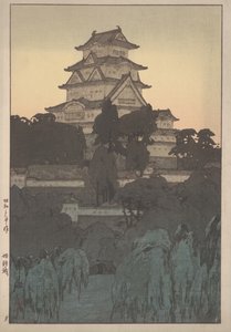 Zamek Himeji (drzewryt) autorstwa Hiroshi Yoshida