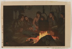 W schronisku górskim, epoka Showa autorstwa Hiroshi Yoshida