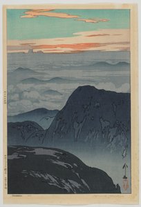 Wschód słońca w Eboshidake, z serii Dwanaście scen w Alpach Japońskich, era Taisho autorstwa Hiroshi Yoshida