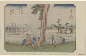 Hamamatsu Nr 30. Hawawatsu: jedno z pięćdziesięciu trzech znanych miejsc na Tokaido, namalowane przez Hiroshige De Tôkaido van Hiroshige (tytuł serii) Hiroshige no fude Tôkaidô (tytuł serii na obiekcie) autorstwa Hiroshige (I) , Utagawa
