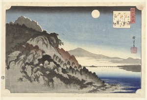 Jesienny księżyc w Ishiyama Ishiyama no shugetsu (tytuł na obiekcie) Osiem widoków prowincji Omi (tytuł serii) omi hakkei autorstwa Hiroshige (I) , Utagawa