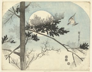 Kukułka i sosna autorstwa Hiroshige (I) , Utagawa