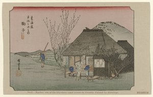 Mariko Nr 21. Mariko: jedno z pięćdziesięciu trzech znanych miejsc na Tokaido, namalowane przez Hiroshige De Tôkaido van Hiroshige (tytuł serii) Hiroshige no fude Tôkaidô (tytuł serii na obiekcie) autorstwa Hiroshige (I) , Utagawa