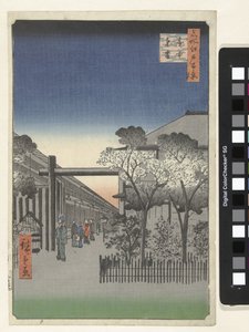 Świt w Yoshiwara Kakuchu toun (tytuł na obiekcie) Sto słynnych twarzy na Edo (tytuł serii) Meisho Edo hyakkei (tytuł serii na obiekcie) autorstwa Hiroshige (I) , Utagawa