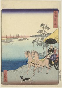Zachodnia para w powozie Shinagawa (tytuł na obiekcie) Tokaido (tytuł serii na obiekcie)