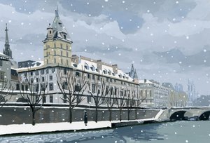 Sekwana zimą, 2015 (Gwasz na papierze) autorstwa Hiroyuki Izutsu