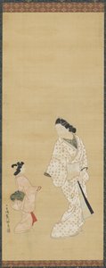 Yujo i dziewczyna, 1688-1697. autorstwa Hishikawa Morofusa