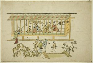 Dom kurtyzan z serii „Wygląd Yoshiwary (Yoshiwara no tei)” autorstwa Hishikawa Moronobu