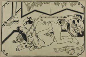 Arkusz z albumu shunga autorstwa Hishikawa Moronobu