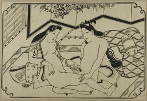 Arkusz z albumu shunga autorstwa Hishikawa Moronobu
