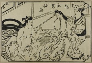 Arkusz z albumu shunga autorstwa Hishikawa Moronobu
