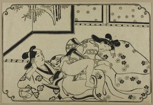Arkusz z albumu shunga autorstwa Hishikawa Moronobu