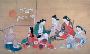 Impreza muzyczna, c1690 autorstwa Hishikawa Moronobu