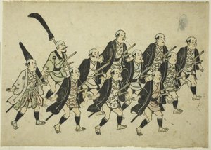 Procesja daimyo, ok. 1681-84 (ręcznie kolorowany drzeworyt; oban yoko-e, sumizuri-e) autorstwa Hishikawa Moronobu