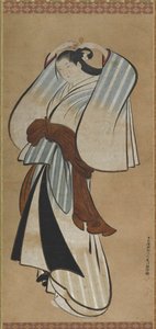Yujo czesująca włosy, XVIII wiek. autorstwa Hishikawa Moroyasu