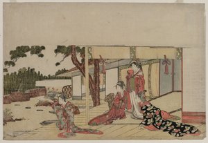 Kobiety na werandzie, ok. godz. 1800. autorstwa Hishikawa Sori III