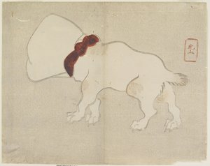 (Pies z torbą nad głową), c. 1830 autorstwa Hogyoku