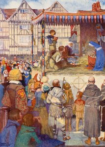A Chester Miracle Play (kolorowa litografia) autorstwa Honor Charlotte Appleton