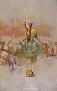 Całe jej ciało było jak kolumna z kamienia, z „Dziewczyny, która deptała po bochenku” w wydaniu „Bajek” Hansa Christiana Andersena (1805-75) 1920 (akwarela na papierze)