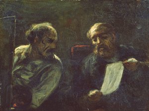 Dyskusja w studio, 1852-55 autorstwa Honoré Daumier