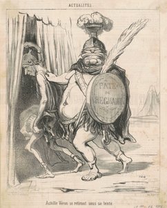 Achille Vèron wycofuje się do swojego namiotu autorstwa Honoré Daumier