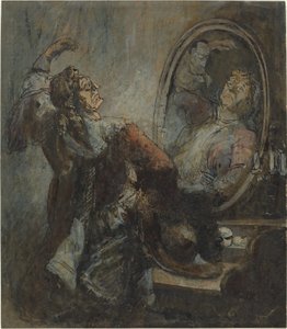 Aktor pozujący przed lustrem autorstwa Honoré Daumier