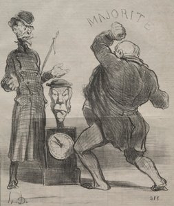 Tablica aktualności 183: Próbować sił, 1851. autorstwa Honoré Daumier