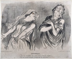 Andromaque Grawerowanie autorstwa Honore Daumier (1808-1879) w „”Le Charivari”””. Palais Longchamp, Muzeum Sztuk Pięknych w Marsylii. autorstwa Honoré Daumier