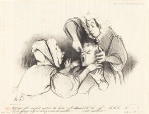 Mocne naciśnięcie powoduje, że guzek wchodzi... autorstwa Honoré Daumier