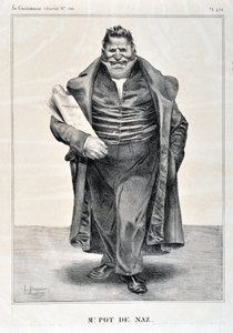Grafika: Honore Daumier (1808-1879). Charivari pochodzi z 1833 roku: Serie Celebrites de la Caricature „”M.Pot de Naz””MUSEE DES BEAUX ARTS – PALAIS LONGCHAMP, MARSEILLE autorstwa Honoré Daumier