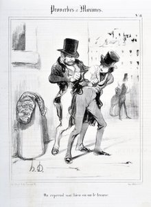 Grafika: Honore Daumier (1808-1879). Charivari pochodzi z 1840 roku: Serie PROVERBES ET MAXIMES „” Wznawiamy naszą własność lub ją znajdujemy ”” ”MUSEE DES BEAUX ARTS - PALAIS LONGCHAMP, MARSEILLE autorstwa Honoré Daumier