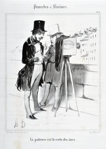 Grafika: Honore Daumier (1808-1879). Charivari pochodzi z 1840 roku: Seria PRZYSŁÓW I MAKSYMALNYCH „Cierpliwość jest cnotą osłów”” MUZEUM SZTUK PIĘKNYCH - PALAIS LONGCHAMP, MARSEILLE autorstwa Honoré Daumier