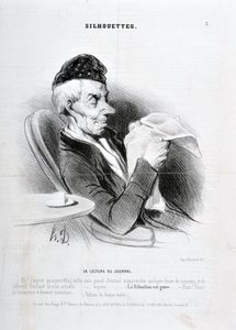 Grafika: Honore Daumier (1808-1879). Charivari pochodzi z 1840 roku: seria SOUXETTES „” Czytanie gazety „” MUSEE DES BEAUX ARTS - PALAIS LONGCHAM autorstwa Honoré Daumier