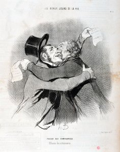 Grafika: Honore Daumier (1808-1879). Charivari pochodzi z 1845 roku: Serie LES BEAUX DAYS DE LA VIE. Połączenie spółek - Upadek wspólników. MUZEUM SZTUK PIĘKNYCH - PAŁAC LONGCHAMP, MARSEILLE autorstwa Honoré Daumier