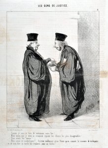 Grafika: Honore Daumier (1808-1879). Charivari pochodzi z 1845 roku: Serie LES PEOPLES DE SPRAWIEDLIWOŚĆ „” -Tak jak ci powiedziałem, to naprawdę twój fakt! Byliśmy piękni. Byliśmy piękni!... tak naprawdę dopiero w Palais znamy sposób kłócenia się i mówien autorstwa Honoré Daumier