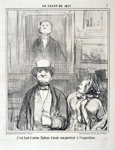 Grafika: Honore Daumier (1808-1879). Charivari pochodzi z 1857 r.: Serie SALON DE 1857 „” - Nadal pochlebia mi jego portret na wystawie”” MUZEE DES BEAUX ARTS - PALAIS LONGCHAMP, MARSEILLE autorstwa Honoré Daumier