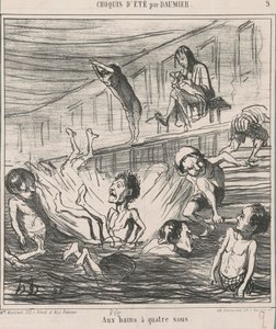 W łaźniach za cztery grosze autorstwa Honoré Daumier