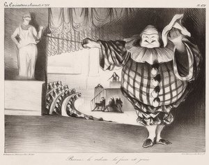 Opuść kurtynę, grana jest farsa / Senkt den Vorhang, die Posse ist (też: La Caricature no. 201, 11.09.1834). 1834 autorstwa Honoré Daumier