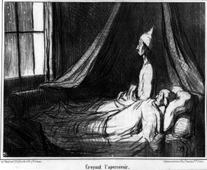 Wierząc, że go widzę, karykatura autorstwa Honore Daumiera (1808-1879). "Charivari" autorstwa Honoré Daumier
