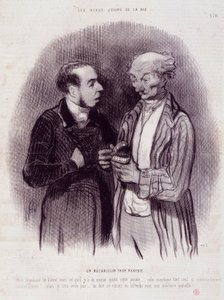 Kreskówka o stomatologach. Seria „Piękne dni życia””: Mechanik zbyt doskonały...””. Grawerowanie autorstwa Honore DAUMIER (1808-1879). Wyciąg z gazety „Le Charivari”” 22 września autorstwa Honoré Daumier
