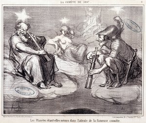 Kreskówka o nauce. Serie Sur „Koteta 1857””: „Planety same czekają na słynną kometę””. Grawerowanie: Honore DAUMIER (1808-1879), 25 marca autorstwa Honoré Daumier
