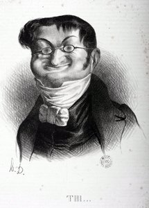 Karykatura Adolphe Thiers (1797-1877), francuskiego męża stanu. Rysunek Honore Daumiera (1808-1879). Muzeum Arbauda. autorstwa Honoré Daumier