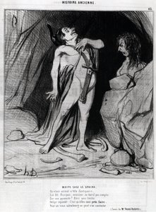 Karykatura Honore Daumiera o Edypie i Sfinksie, - w "Charivari", 12 grudnia. autorstwa Honoré Daumier