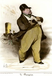 Karykatura przedstawiająca rysunek bankiera autorstwa Honore Daumier (1808-1879) z „The Charivari”” 1835. Ze zbiorów prywatnych autorstwa Honoré Daumier
