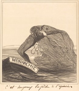 To niebezpieczne, łowienie sieciami zarzucanymi autorstwa Honoré Daumier