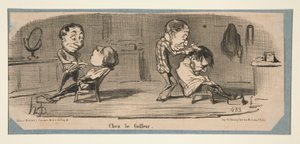 U krawca, u fryzjera, w Charivari, 3, 16 i 19 lutego 1853 r. autorstwa Honoré Daumier