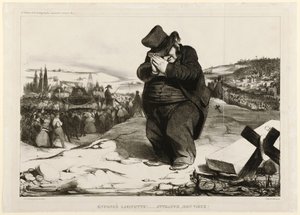 Zmiażdżony Lafayette!... Uwięziony, Stary Koleś! 1834 (litografia) autorstwa Honoré Daumier