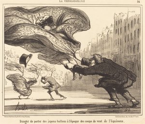 Niebezpieczeństwo noszenia halek balonowych... autorstwa Honoré Daumier