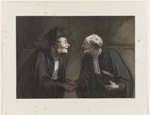 Dwóch prawników: uścisk dłoni Dwóch prawników: uścisk dłoni. autorstwa Honoré Daumier
